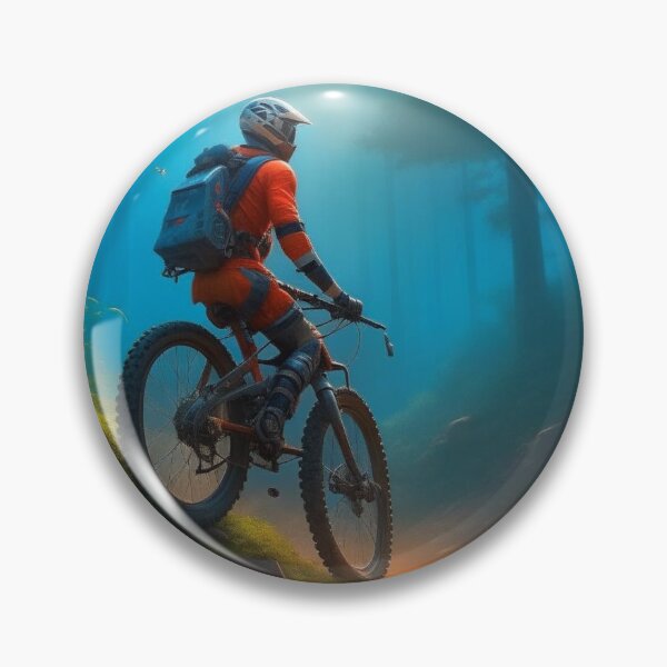 Item preview, Mountain Biker Riding Through Misty Blue Forest Digital Painting designed and sold by UmSkelig834.