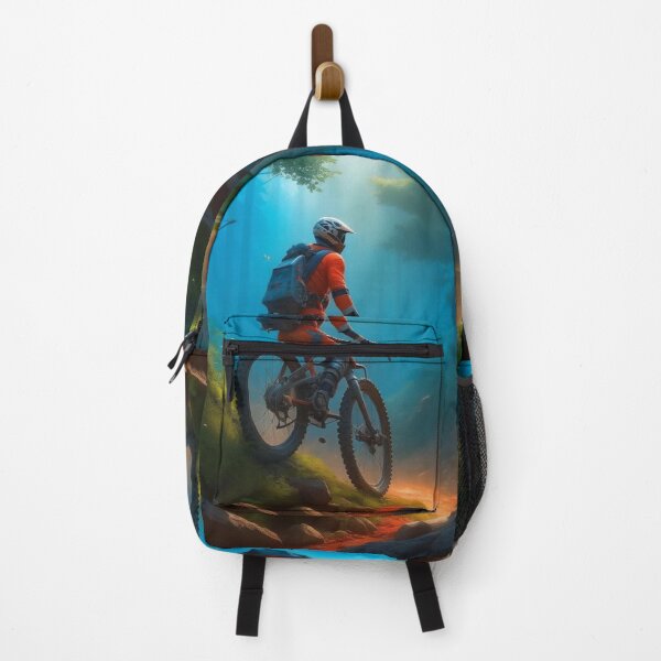 Item preview, Mountain Biker Riding Through Misty Blue Forest Digital Painting designed and sold by UmSkelig834.