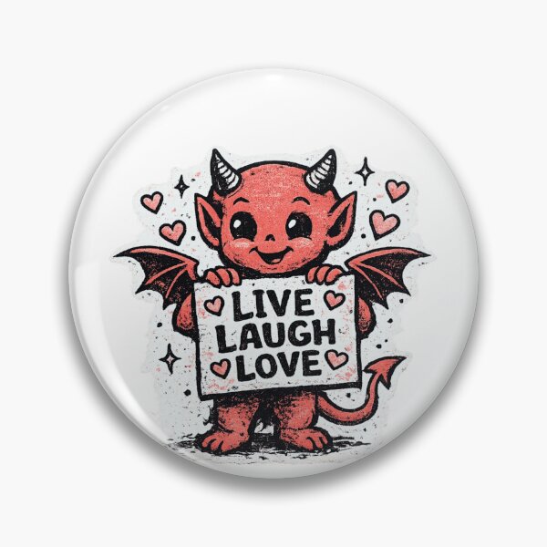 Item preview, Little Devil Holding Live Laugh Love Sign – 1950s Greeting Card Punk Zine Illustration designed and sold by OnPointOutfits.