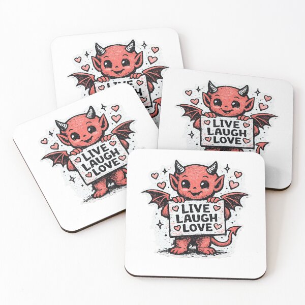 Item preview, Little Devil Holding Live Laugh Love Sign – 1950s Greeting Card Punk Zine Illustration designed and sold by OnPointOutfits.