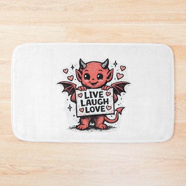 Item preview, Little Devil Holding Live Laugh Love Sign – 1950s Greeting Card Punk Zine Illustration designed and sold by OnPointOutfits.