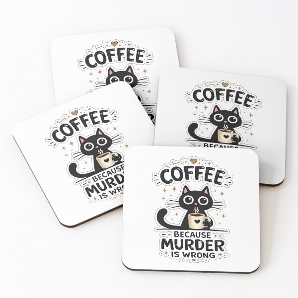 Item preview, Coffee Because Murder Is Wrong Cute Black Cat designed and sold by LeCoinDeFredPro.