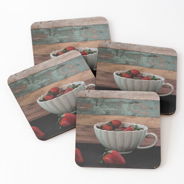 Item preview, Fresh Strawberries in Vintage Cup | Rustic Kitchen Photography designed and sold by TatinkaArtskill.