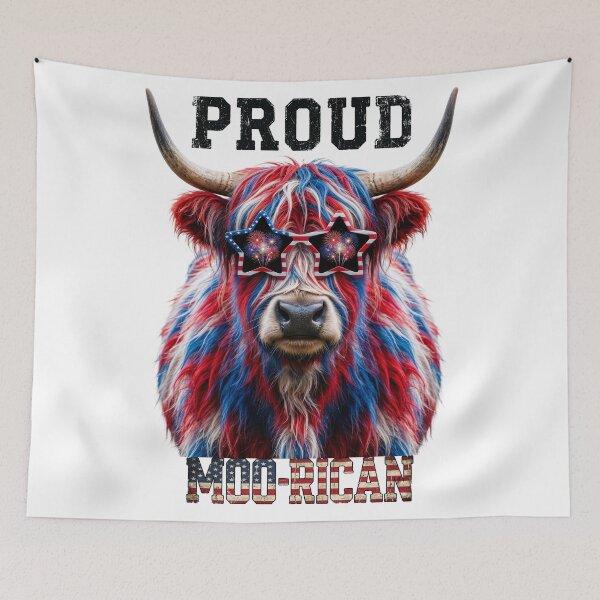 Item preview, Proud MOO-RICAN 4th of July cow designed and sold by DigitalArtsWrld.