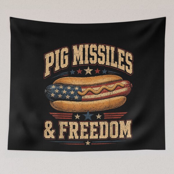 Item preview, Hotdog Pig Missiles Freedom 4th Of July BBQ Patriotic designed and sold by studiopekepeke.