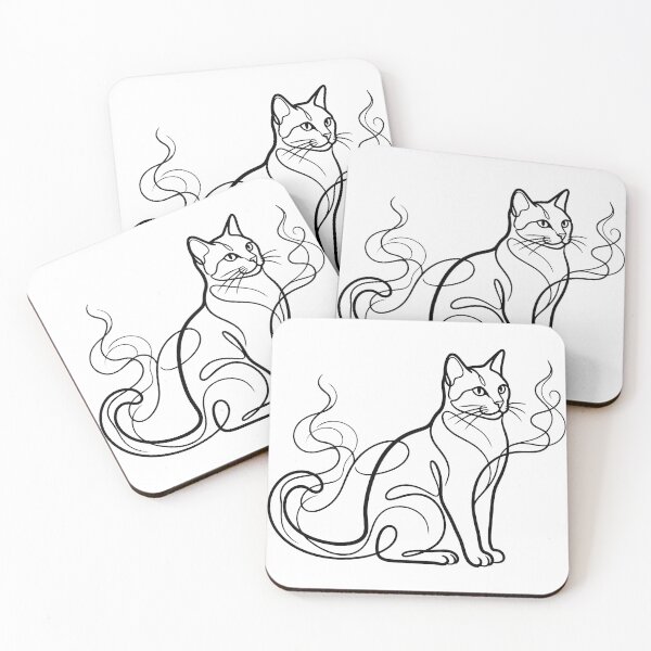 Item preview, Continuous Line Art Smoking Cat Minimalist Anime Aesthetic designed and sold by Sunday Social Club.