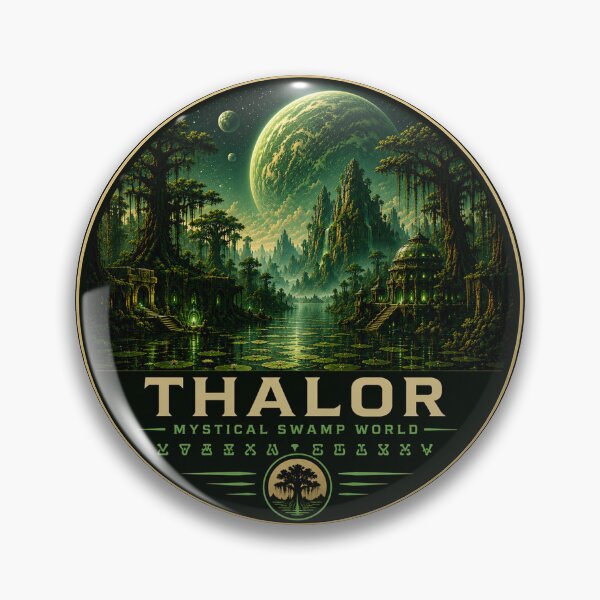 Item preview, THALOR – Mystical Swamp World | Retro Sci-Fi Planet Travel Emblem designed and sold by ChemiroL.