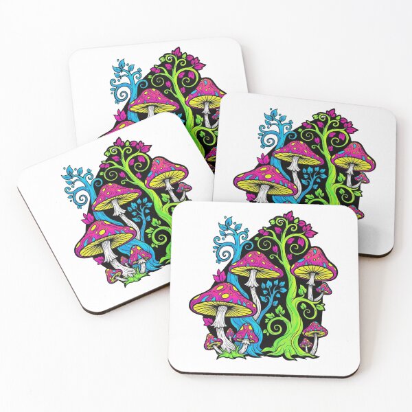 Item preview, Neon Psychedelic Magic Mushroom Forest designed and sold by Dzblack.