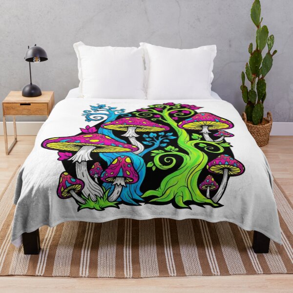 Item preview, Neon Psychedelic Magic Mushroom Forest designed and sold by Dzblack.