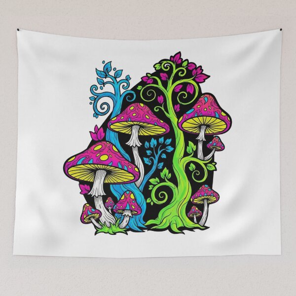 Item preview, Neon Psychedelic Magic Mushroom Forest designed and sold by Dzblack.