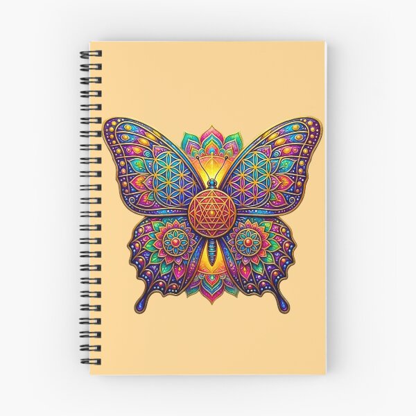Item preview, Sacred Butterfly Flower of Life Mandala Purple Blue Orange Spiritual Art designed and sold by Good Vibes .