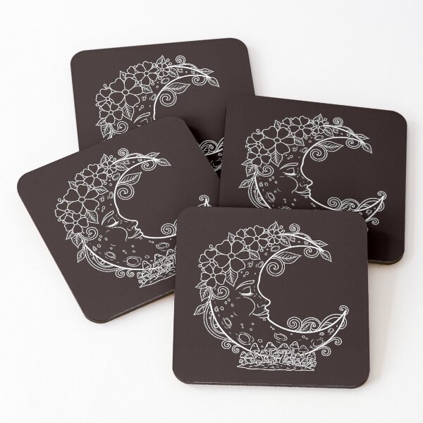 Item preview, Mystical Crescent Moon with Flowers and Mushrooms designed and sold by ArtPer-design.