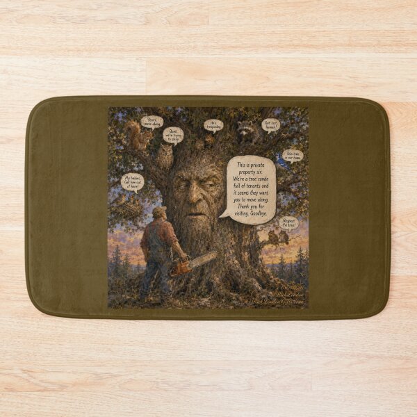 Item preview, Tree Condo Tenants vs. Chainsaw Guy – Funny Nature Cartoon designed and sold by Rick London Gifts.
