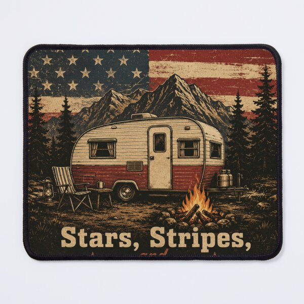 Item preview, Vintage Patriotic Camping American Flag Campfire Nights designed and sold by Benhaddou1993.