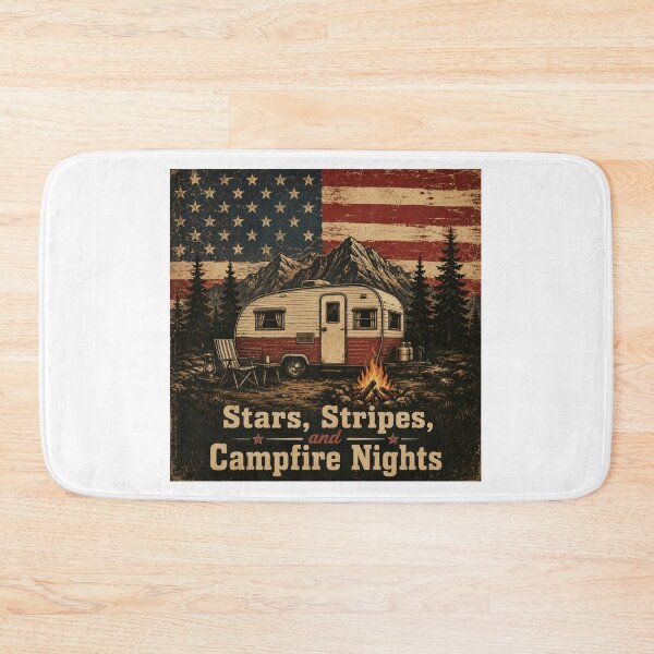 Item preview, Vintage Patriotic Camping American Flag Campfire Nights designed and sold by Benhaddou1993.