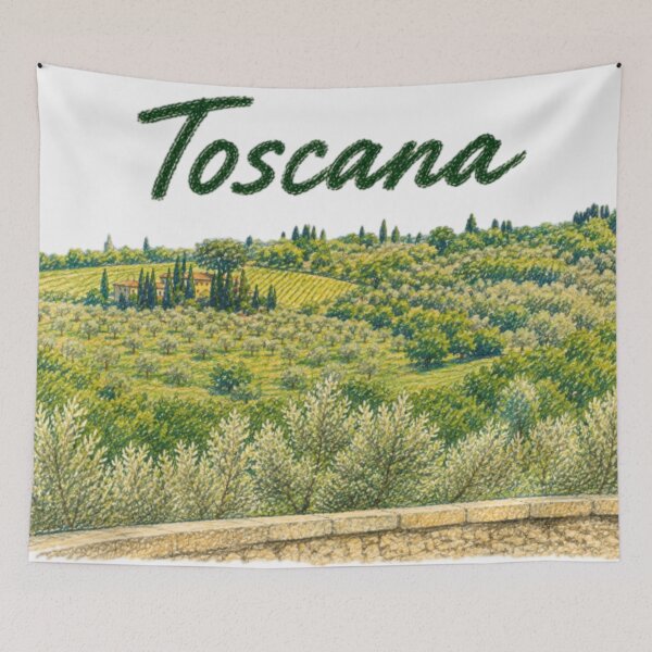 Item preview, Tuscany – Olive groves and Italian hills in pencil style designed and sold by JOANNASKAH.