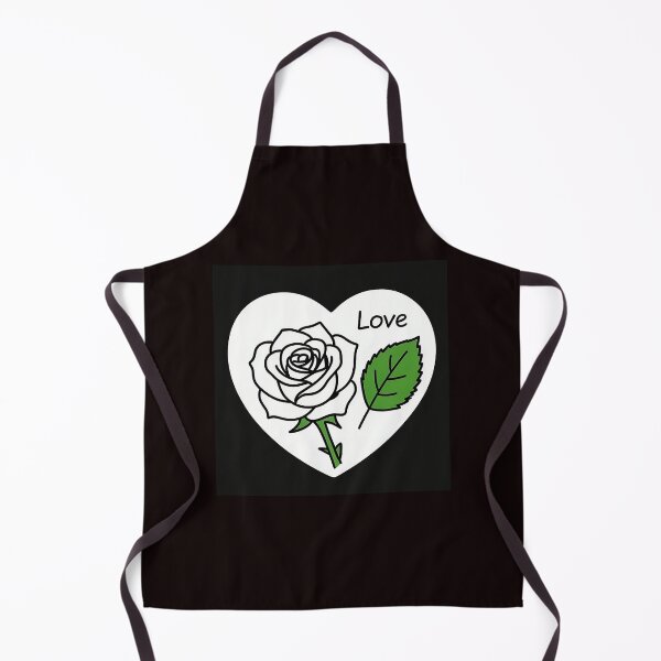 Item preview, please create a rose from above and next to it one green leaf in black and white line art style ,with a word Love surrounding in minimal style designed and sold by wallartofmio.
