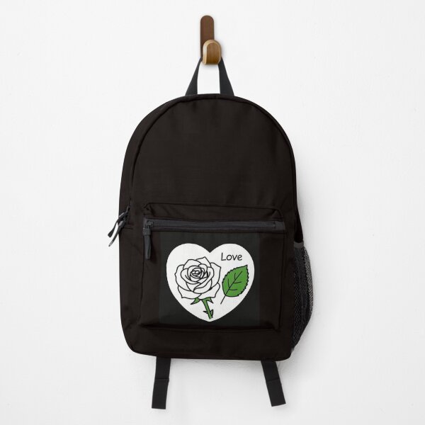 Item preview, please create a rose from above and next to it one green leaf in black and white line art style ,with a word Love surrounding in minimal style designed and sold by wallartofmio.