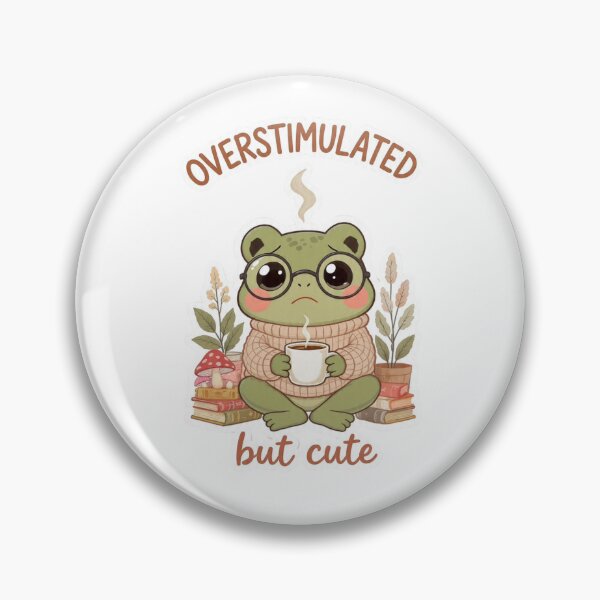 Item preview, OVERSTIMULATED but cute Frog Sticker designed and sold by Cozy Chaos Studio Co.