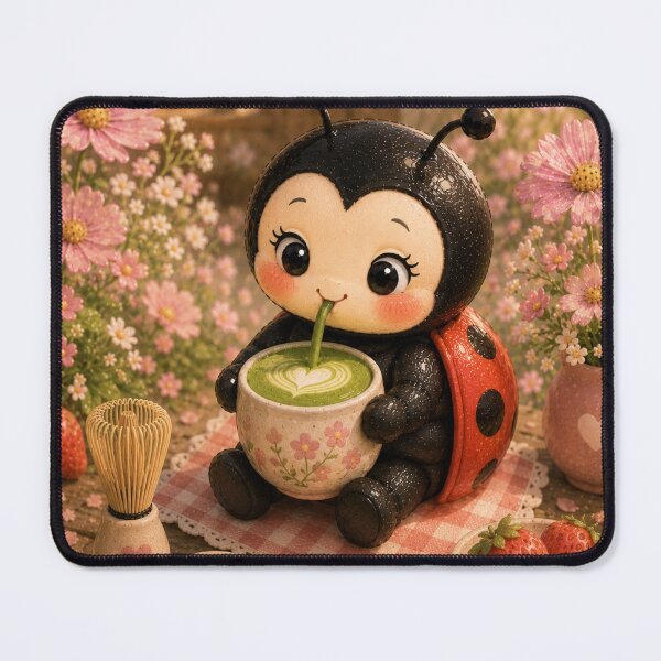 Item preview, Cute Ladybug Drinking Matcha designed and sold by Design by Sara.