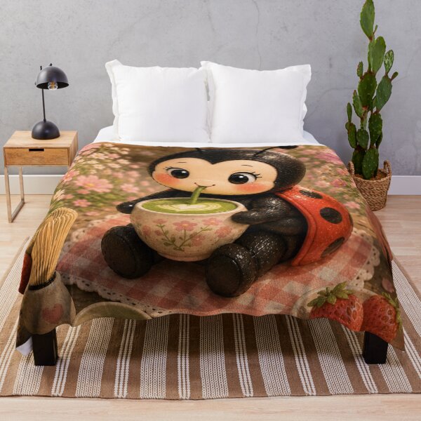 Item preview, Cute Ladybug Drinking Matcha designed and sold by Design by Sara.