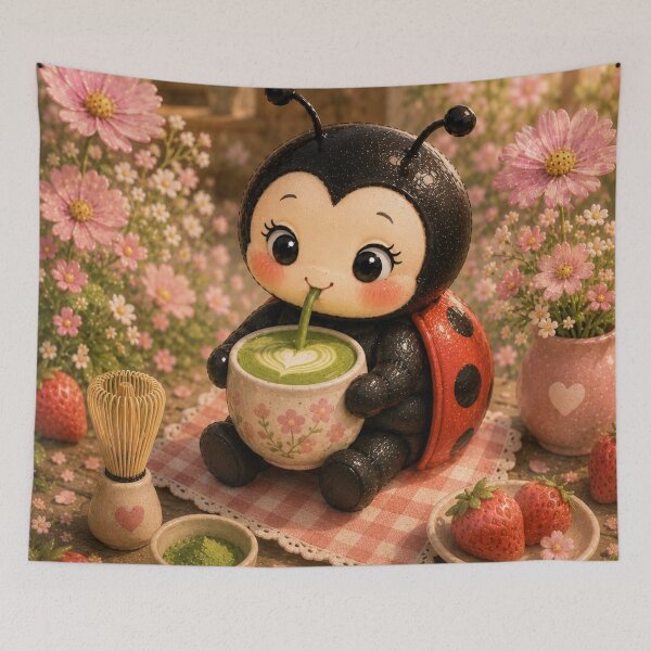 Item preview, Cute Ladybug Drinking Matcha designed and sold by Design by Sara.