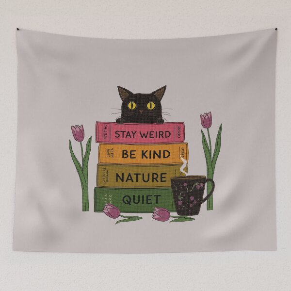 Item preview, Stay Weird Be Kind Black Cat Book Lover Design designed and sold by aminomen.