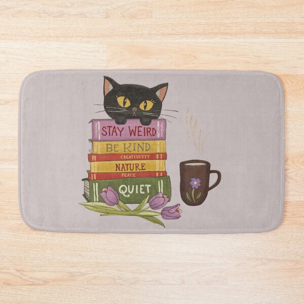 Item preview, Whimsical Black Cat Books and Coffee Illustration designed and sold by aminomen.