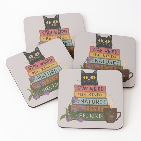 Item preview, Stay Weird Book Stack Cat Cottagecore Design designed and sold by aminomen.