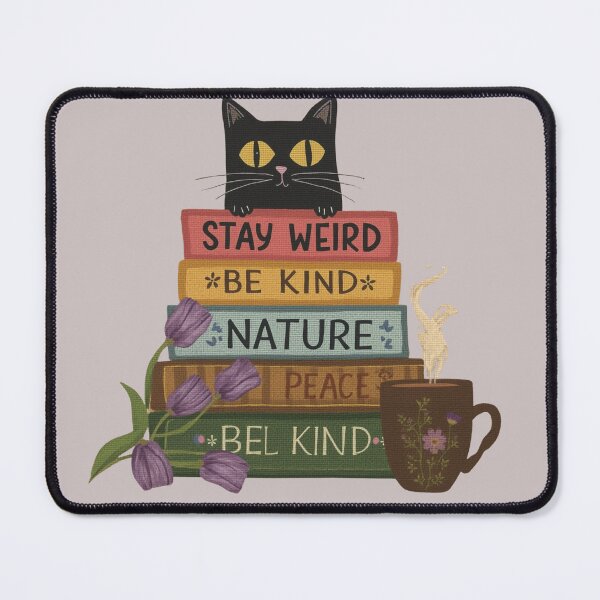 Item preview, Stay Weird Book Stack Cat Cottagecore Design designed and sold by aminomen.