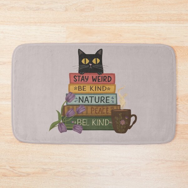 Item preview, Stay Weird Book Stack Cat Cottagecore Design designed and sold by aminomen.