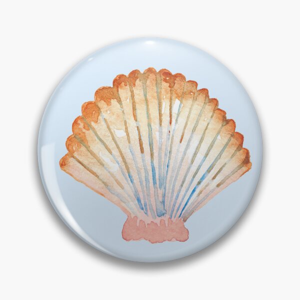 Item preview, Boho Coastal Scallop Shell Print in Soft Blue Beach Cottage Nautical designed and sold by anigui.
