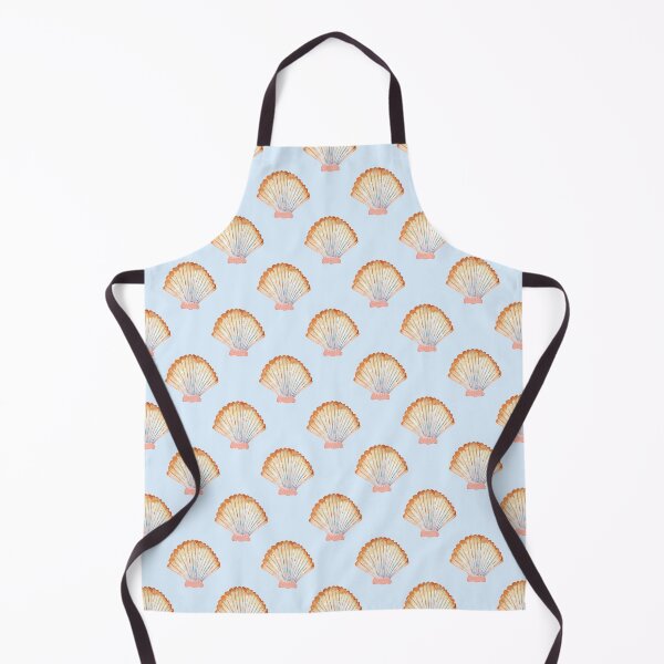 Item preview, Boho Coastal Scallop Shell Print in Soft Blue Beach Cottage Nautical designed and sold by anigui.