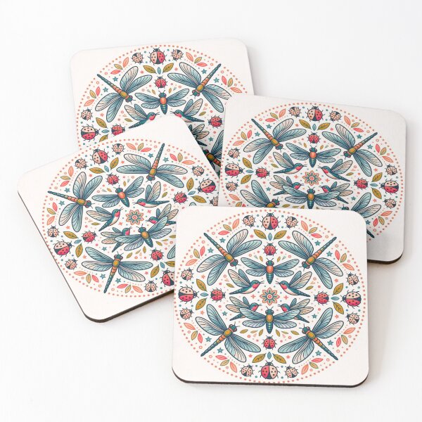 Item preview, Dragonfly and Ladybug Nature Mandala Art designed and sold by Lougud.