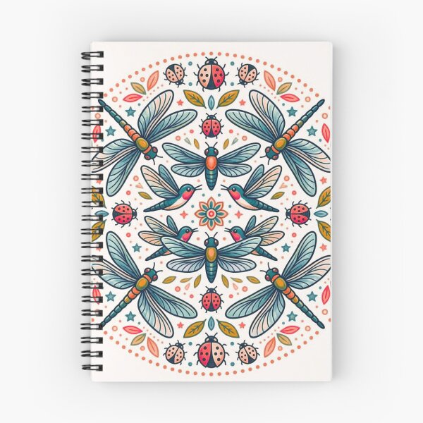 Item preview, Dragonfly and Ladybug Nature Mandala Art designed and sold by Lougud.