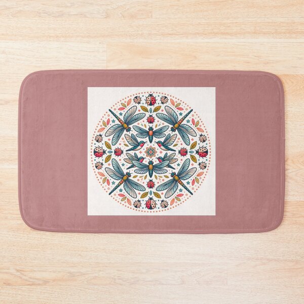 Item preview, Dragonfly and Ladybug Nature Mandala Art designed and sold by Lougud.