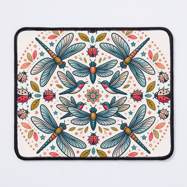 Item preview, Dragonfly and Ladybug Nature Mandala Art designed and sold by Lougud.