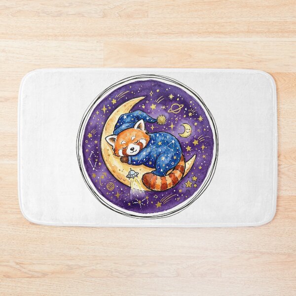 Item preview, Cosmic Kawaii Sleeping Red Panda Moon Art | Cozy Bedroom Nursery Decor designed and sold by Cosmic Doodle Co..