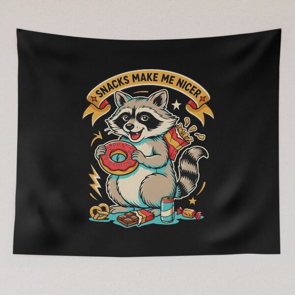 Item preview, Snacks Make Me Nicer Relatable Snack Lover Raccoon Meme designed and sold by Redgiant87x.