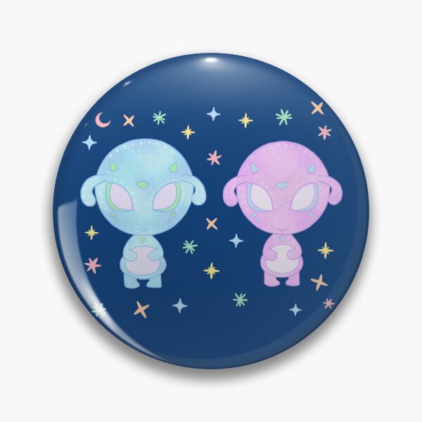 Item preview, Pastel Alien Twins Cute Kawaii UFO Sisters Art designed and sold by Whimsy Moth .