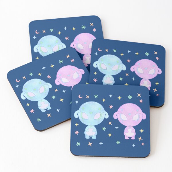 Item preview, Pastel Alien Twins Cute Kawaii UFO Sisters Art designed and sold by Whimsy Moth .
