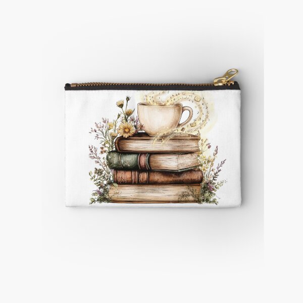 Item preview, Magical Coffee and Vintage Book Stack Watercolor designed and sold by sanorastyle.