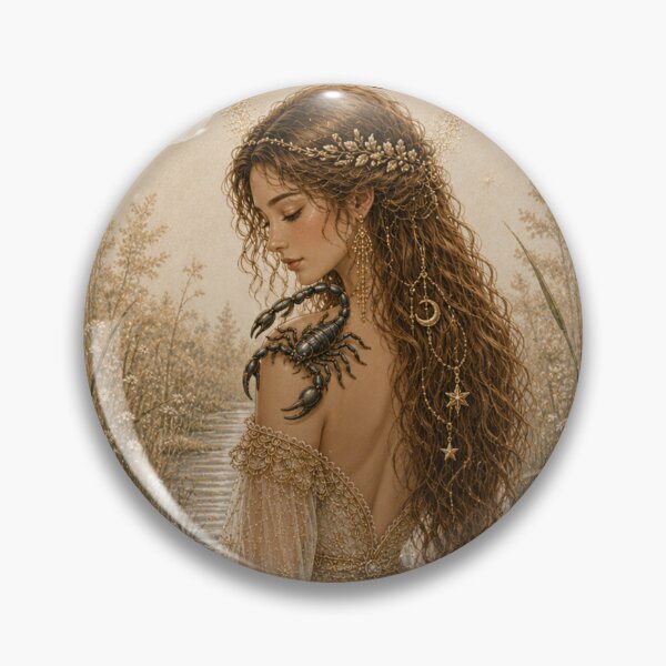 Item preview, Scorpio Zodiac Maiden | Celtic Art | Medieval Fantasy Faux Embroidery Print  designed and sold by doinitzart.