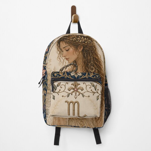 Item preview, Scorpio Zodiac Maiden | Celtic Art | Medieval Fantasy Faux Embroidery Print designed and sold by doinitzart.