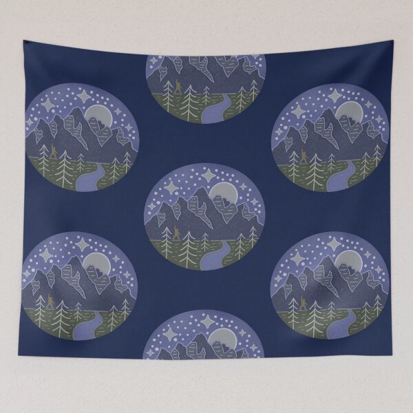 Item preview, Bigfoot Under the Stars Cryptid Mountain Night Scene designed and sold by Whimsy Moth .