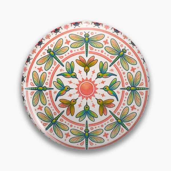 Item preview, Ladybug and Dragonfly Nature Mandala Pattern designed and sold by Lougud.