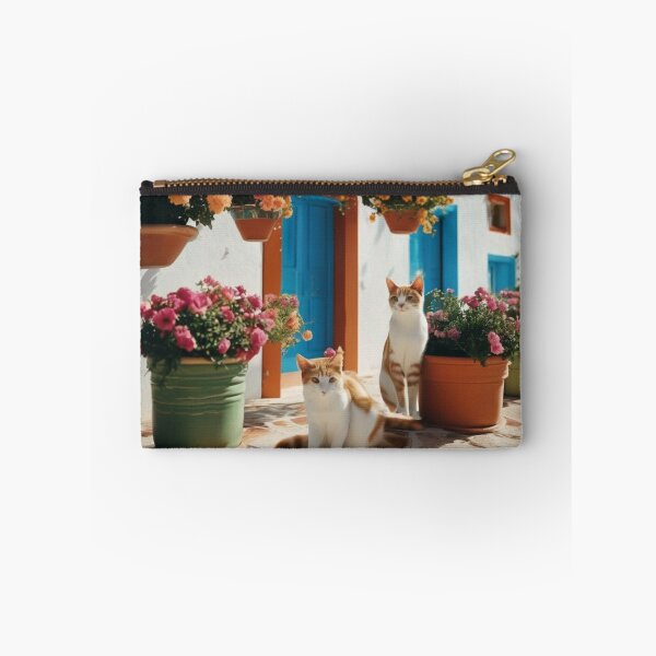 Item preview, Greece Cats on Sunny Terrace with Blue Doors and Flowers designed and sold by UmSkelig834.