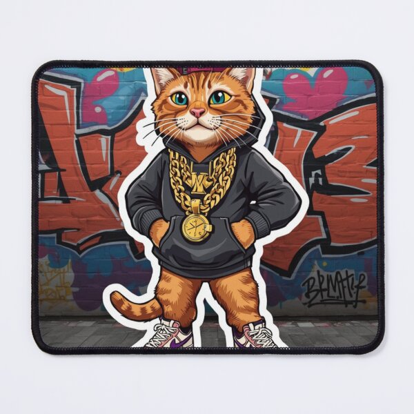Item preview, Streetwear Cat Sticker – Urban Hip Hop Cat Graffiti Graphic Design designed and sold by MAStrends.