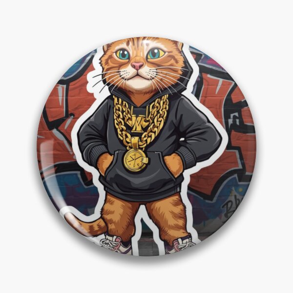 Item preview, Streetwear Cat Sticker – Urban Hip Hop Cat Graffiti Graphic Design designed and sold by MAStrends.