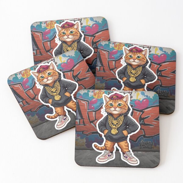 Item preview, Streetwear Cat Sticker – Urban Hip Hop Cat Graffiti Graphic Design designed and sold by MAStrends.